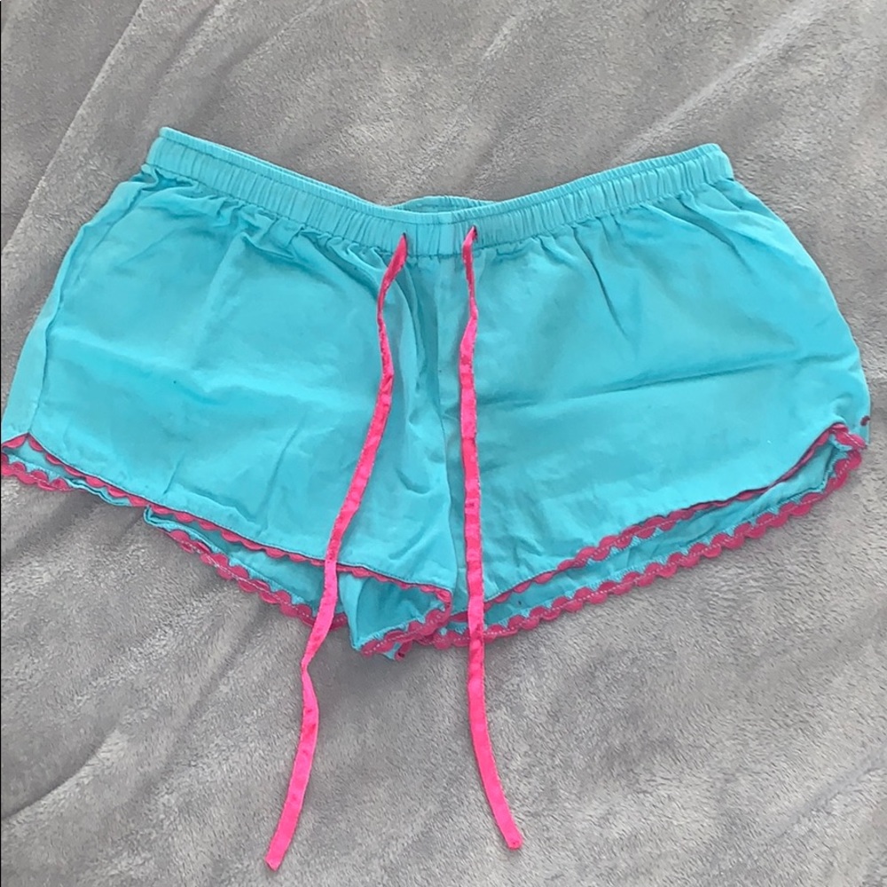 Teal and pink pj shorts